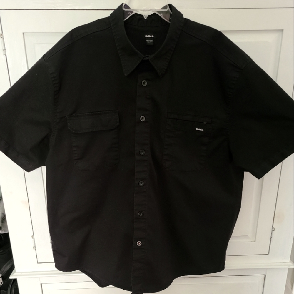 BIG AND TALL Black button-down shirt